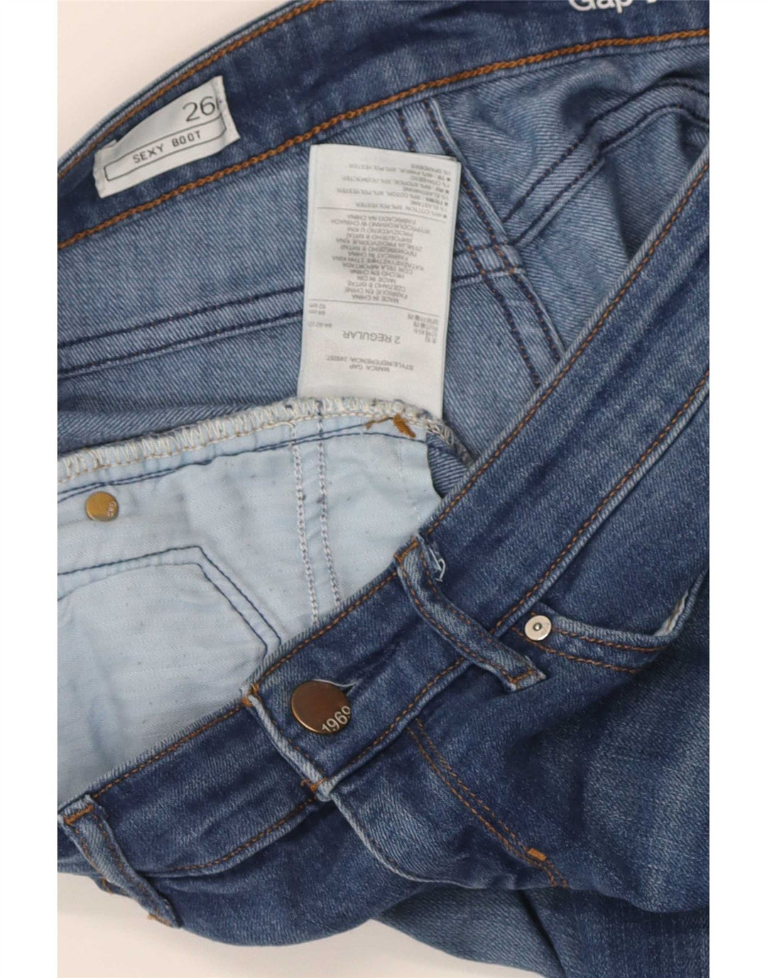 Jeans Gap da donna sexy bootcut effetto consumato W26 L31 cotone blu