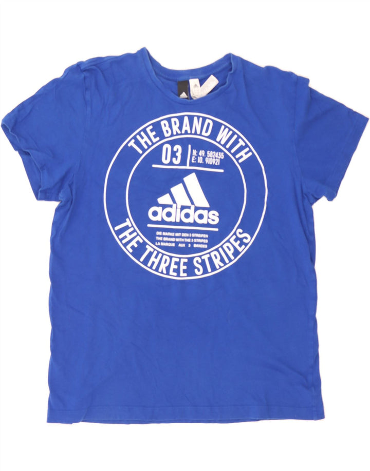 ADIDAS Mens Graphic T-Shirt Top Large Blue Cotton Vintage Adidas and Second-Hand Adidas from Messina Hembry 