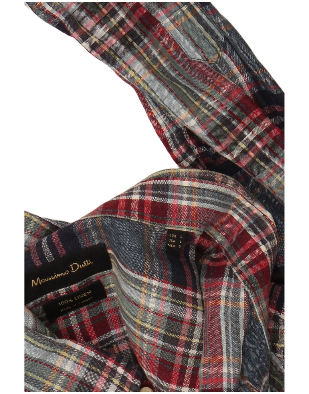 Camicia da uomo Massimo Dutti in lino scozzese grande multicolore