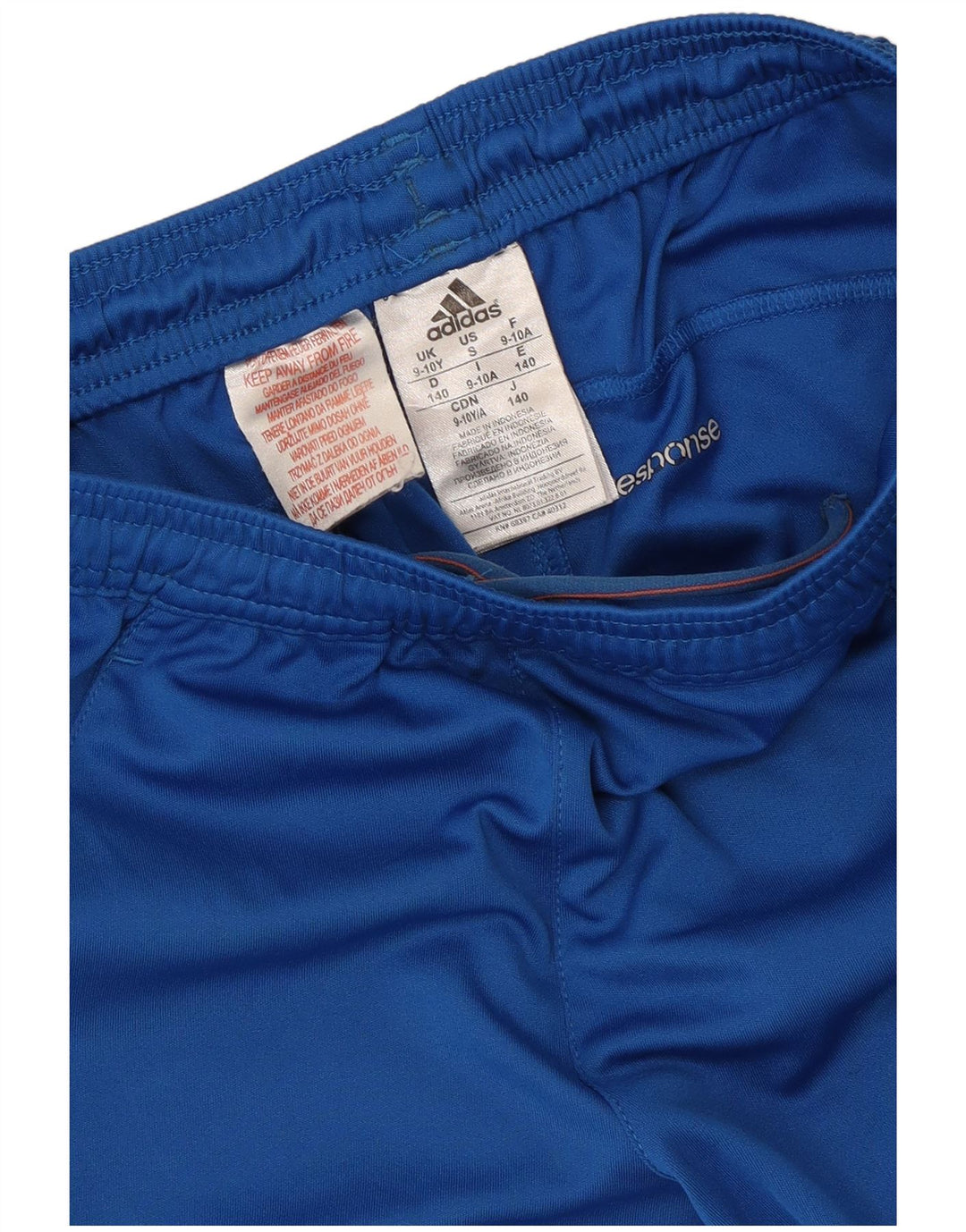 Pantaloncini sportivi Adidas Climalite da ragazzo 9-10 anni in poliestere blu