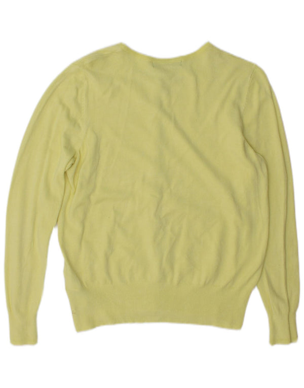Maglione cardigan da donna Marks & Spencer UK 14 grande viscosa gialla