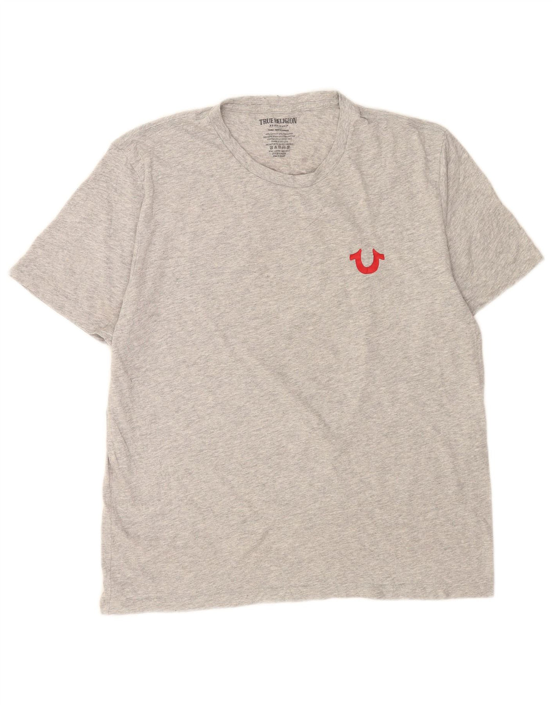 T-shirt grafica da uomo True Religion Top grande in cotone chiazzato grigio