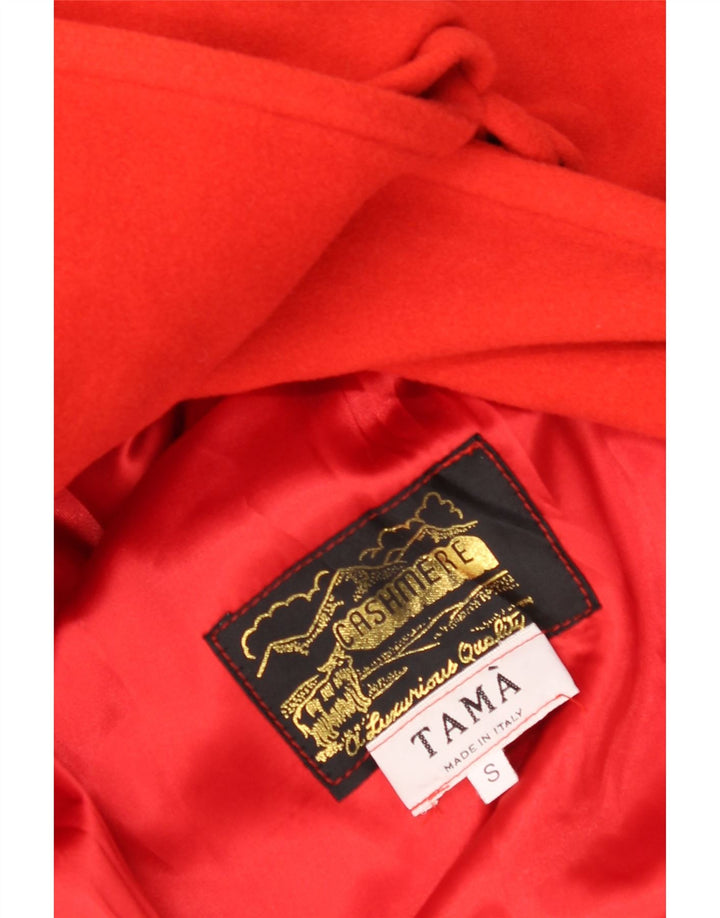 Cappotto oversize vintage da donna con maniche a 3/4 UK 10 piccolo in cashmere rosso