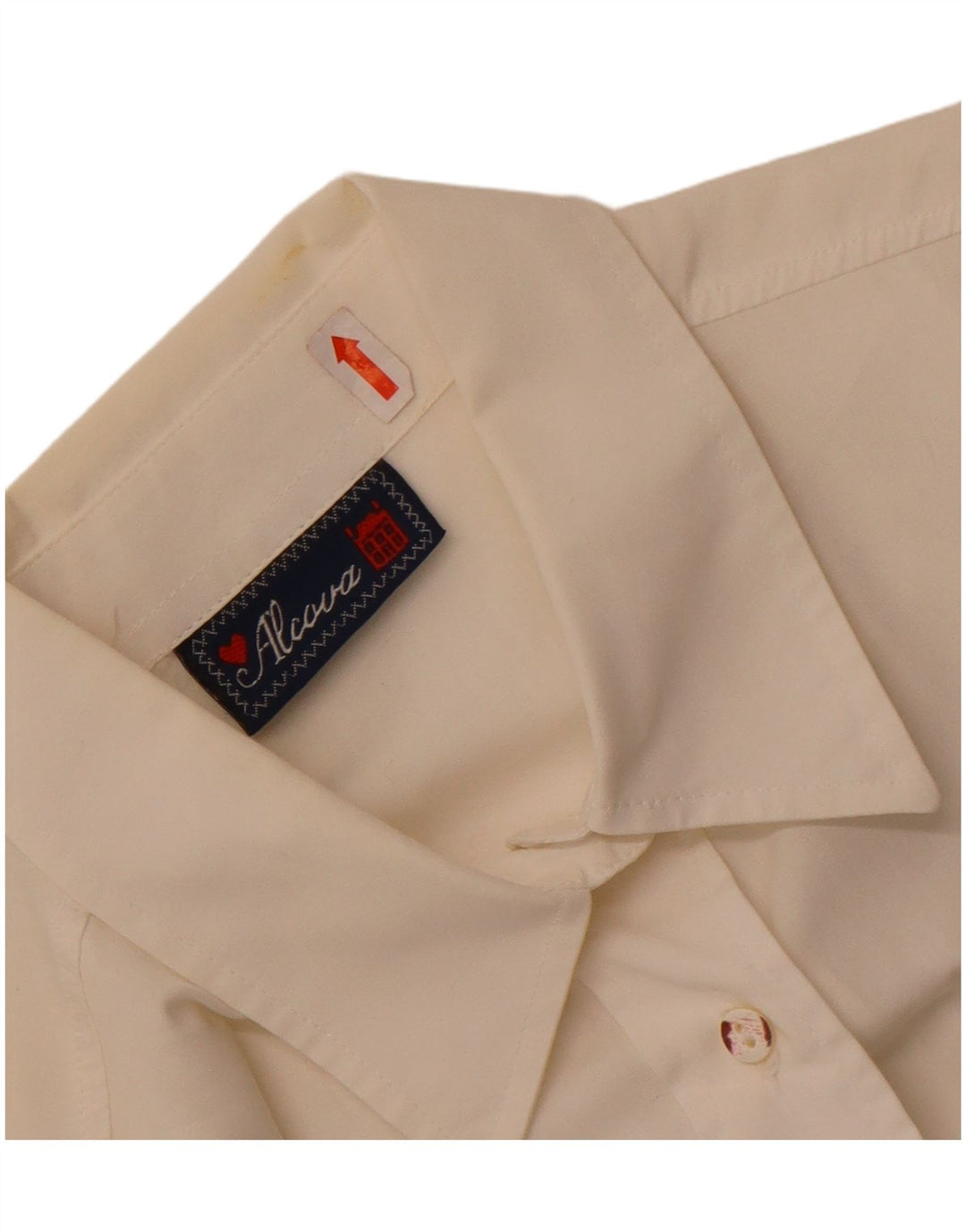 Camicia grafica da donna vintage UK 14 grande cotone bianco