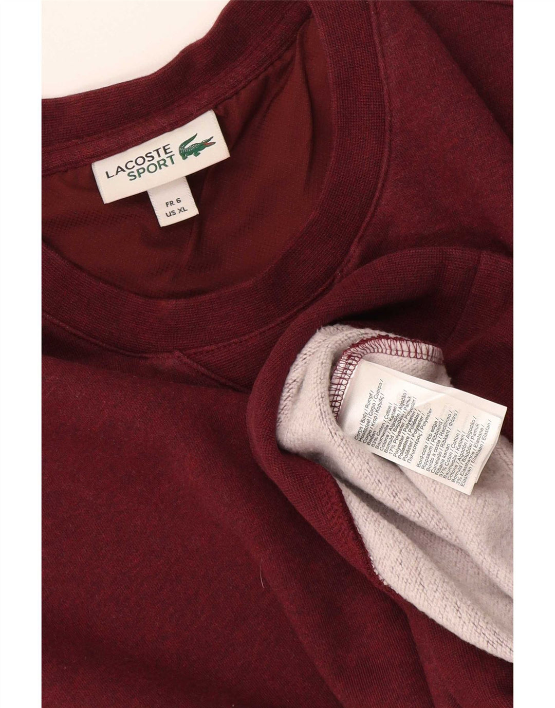 Felpa da uomo Lacoste maglione taglia 6 XL in cotone bordeaux