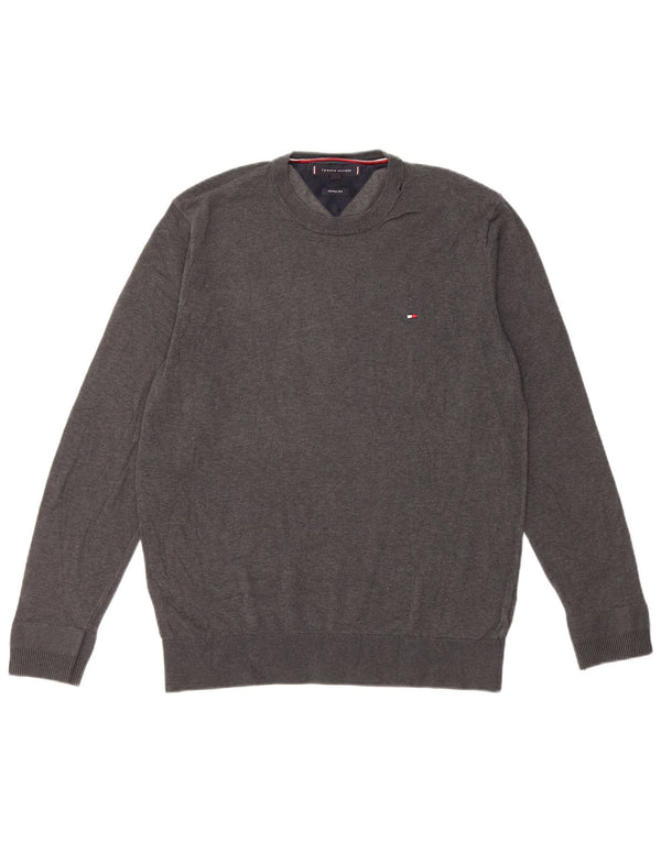 Maglione maglione girocollo da donna Tommy Hilfiger UK 14 Cotone grigio medio