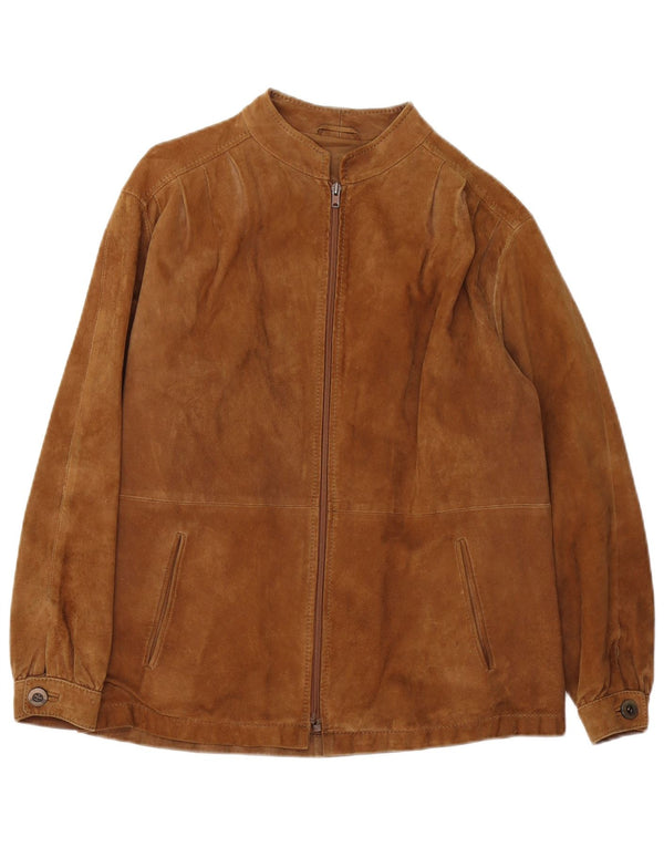 Giacca vintage in pelle scamosciata da donna IT 42 Marrone medio