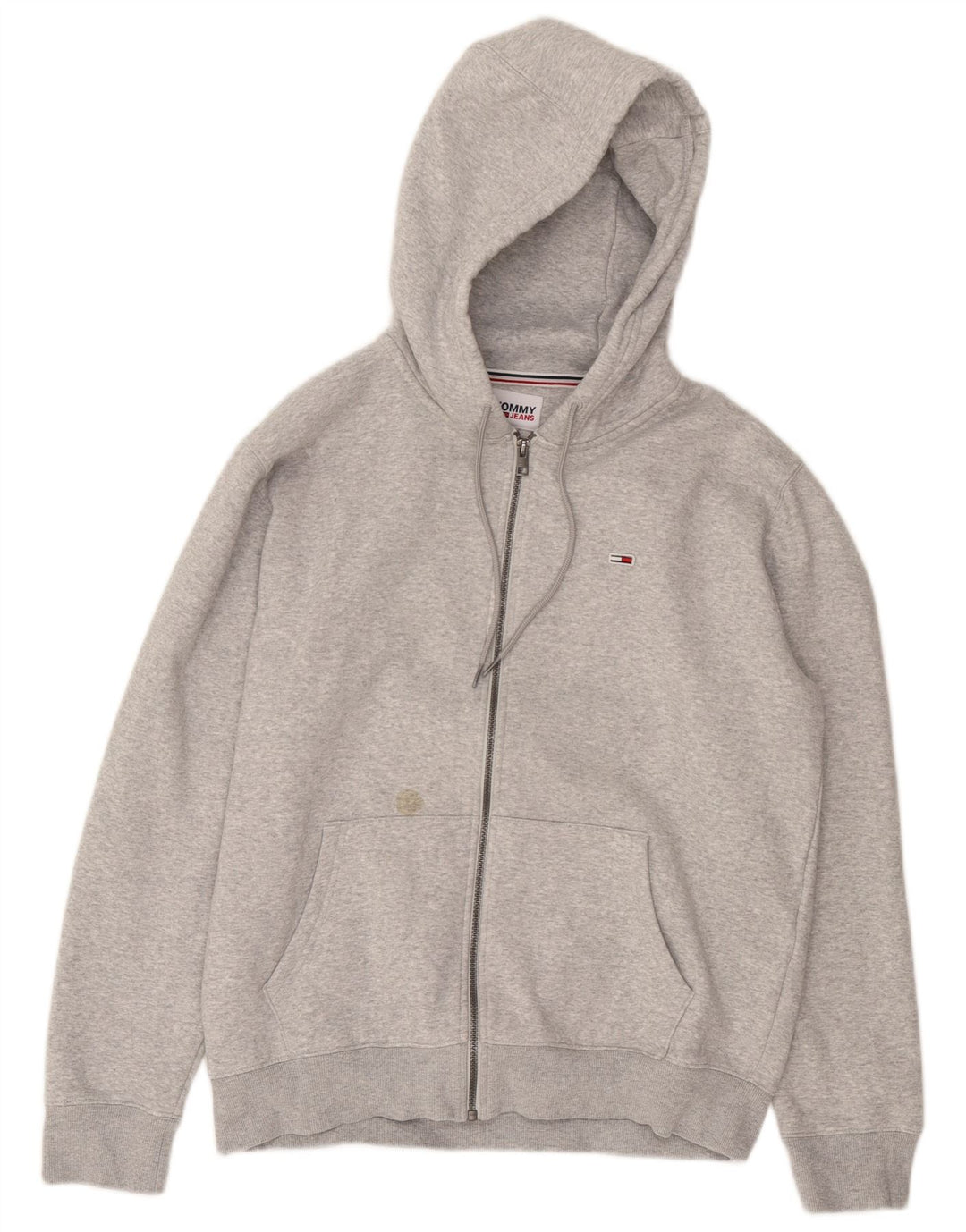 Maglione con cappuccio e zip da uomo Tommy Hilfiger grande in cotone grigio