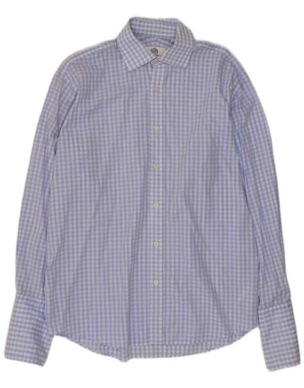 Van Heusen Mens Shirt Size 41 16 Large Blue Gingham Cotton