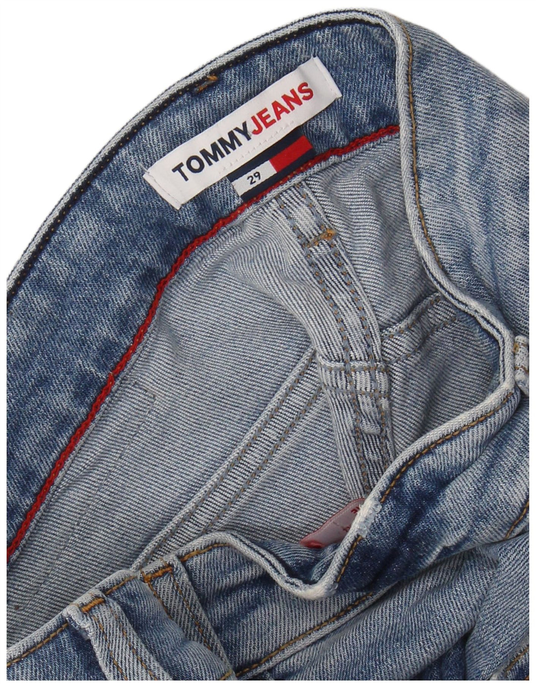TOMMY HILFIGER Pantaloncini di jeans invecchiati da uomo W29 piccoli blu