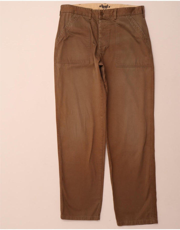 Pantaloni chino dritti da uomo AVIREX W34 L33 in cotone marrone