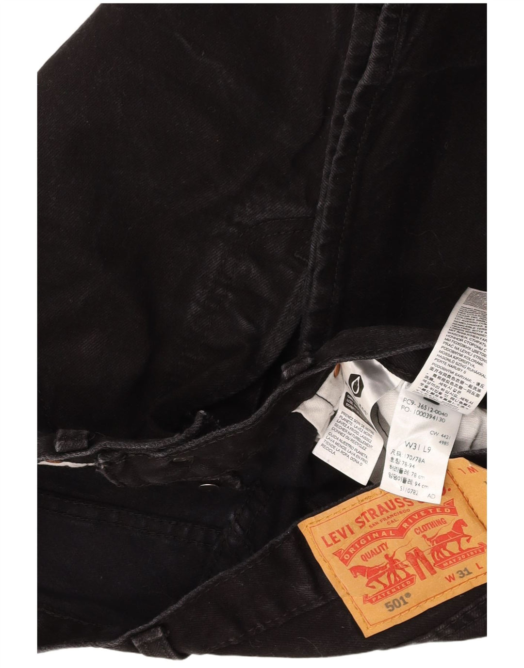 LEVI'S Pantaloncini di jeans 501 da uomo W31 cotone nero medio