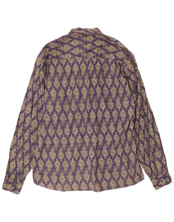 Camicia vintage da uomo 2XL in cotone Paisley viola