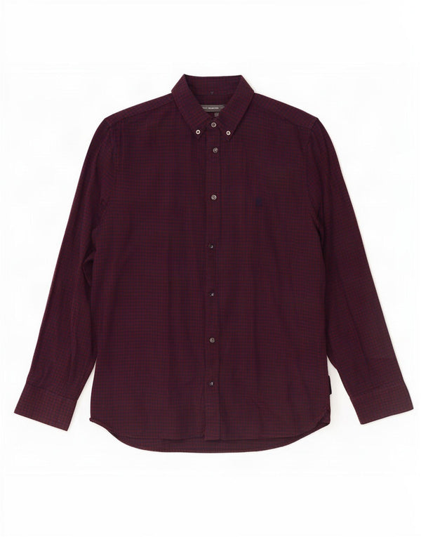 Camicia da uomo slim fit French Connection XL in cotone a quadri bordeaux