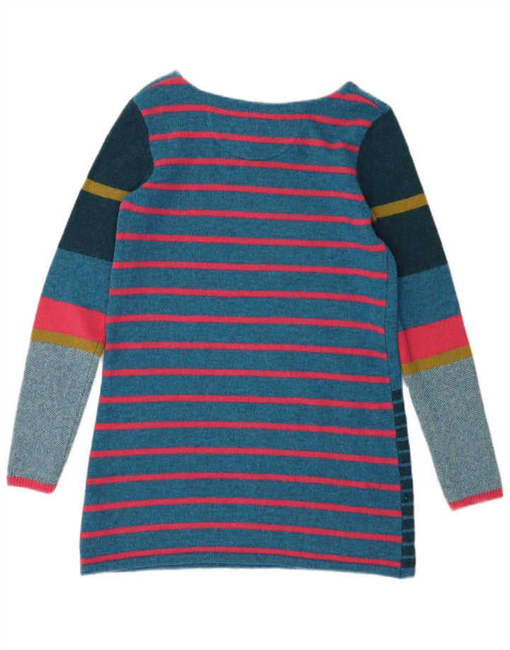 Maglione maglione da donna White Stuff UK 10 Lana d'agnello a righe piccole blu