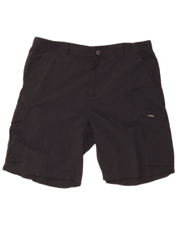COLUMBIA Pantaloncini cargo Omni-Shade da uomo W36 Large in nylon nero