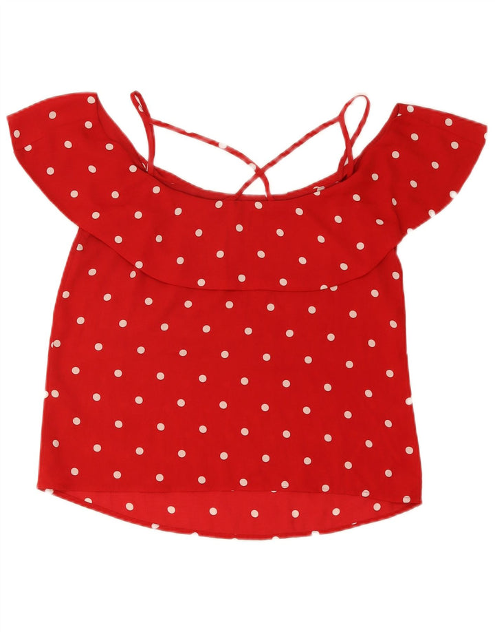 Camicetta corta da donna con spalle scoperte Oasis Top UK 12 medio rosso a pois