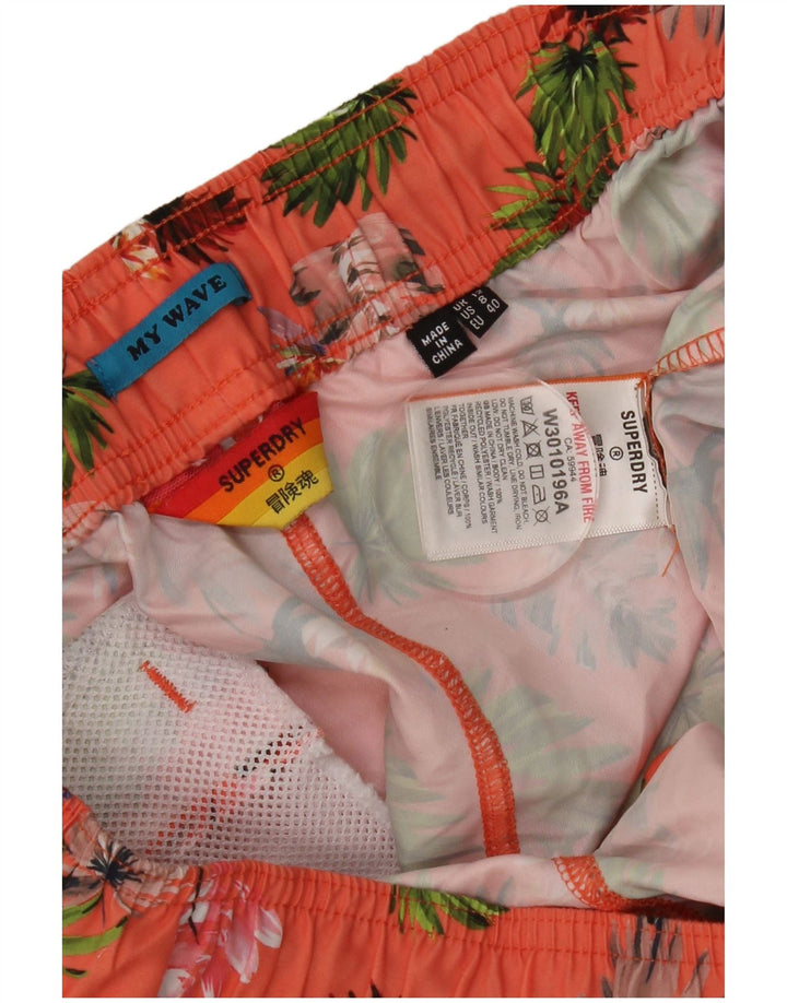 Pantaloncini da bagno da donna Superdry UK 12 Poliestere floreale rosa medio
