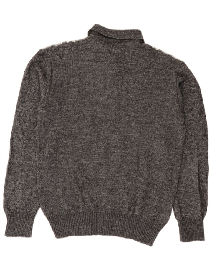 Maglione da uomo Rinaldi con collo alto, lana grigio medio a rombi/diamante