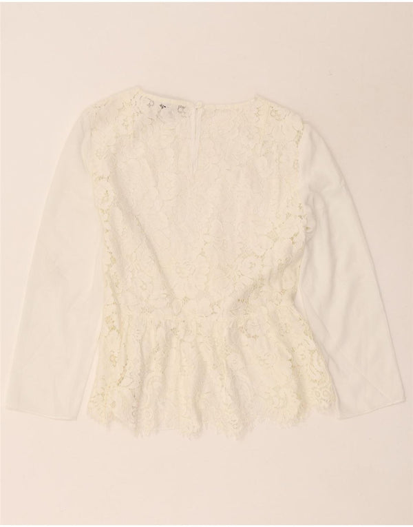 French Connection Camicetta da donna con maniche a 3/4 Top UK 10 Piccolo floreale bianco