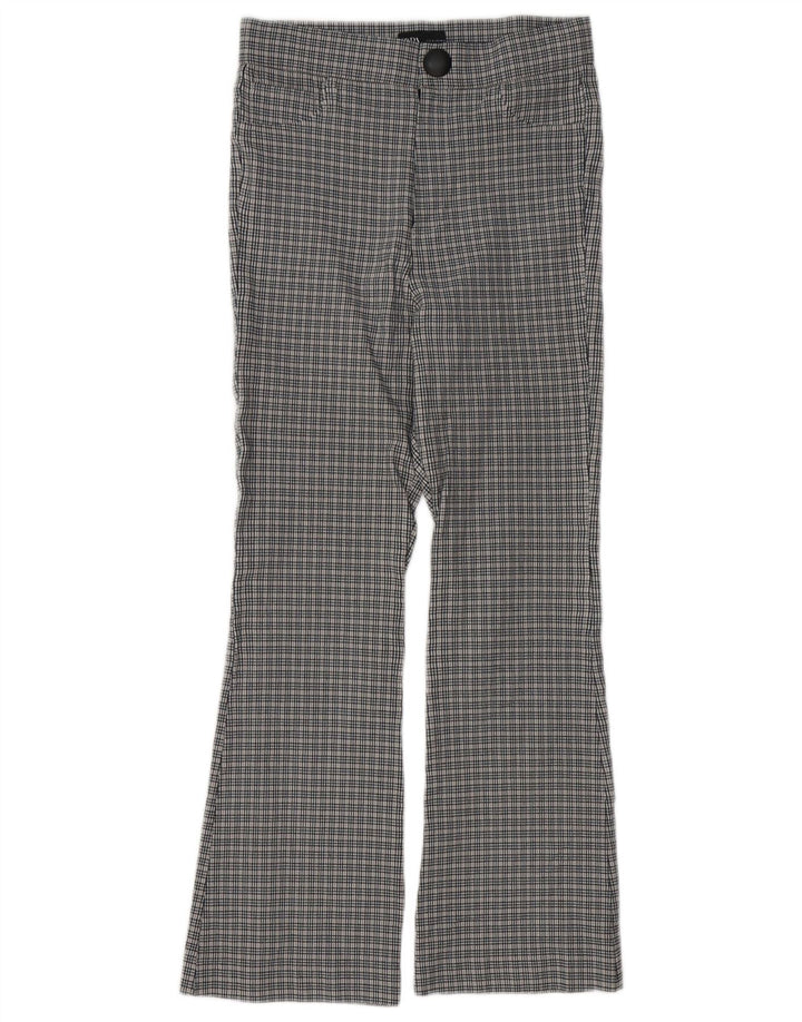 Pantaloni casual Bootcut da donna Zara medi W28 L26 viscosa pied de poule grigia