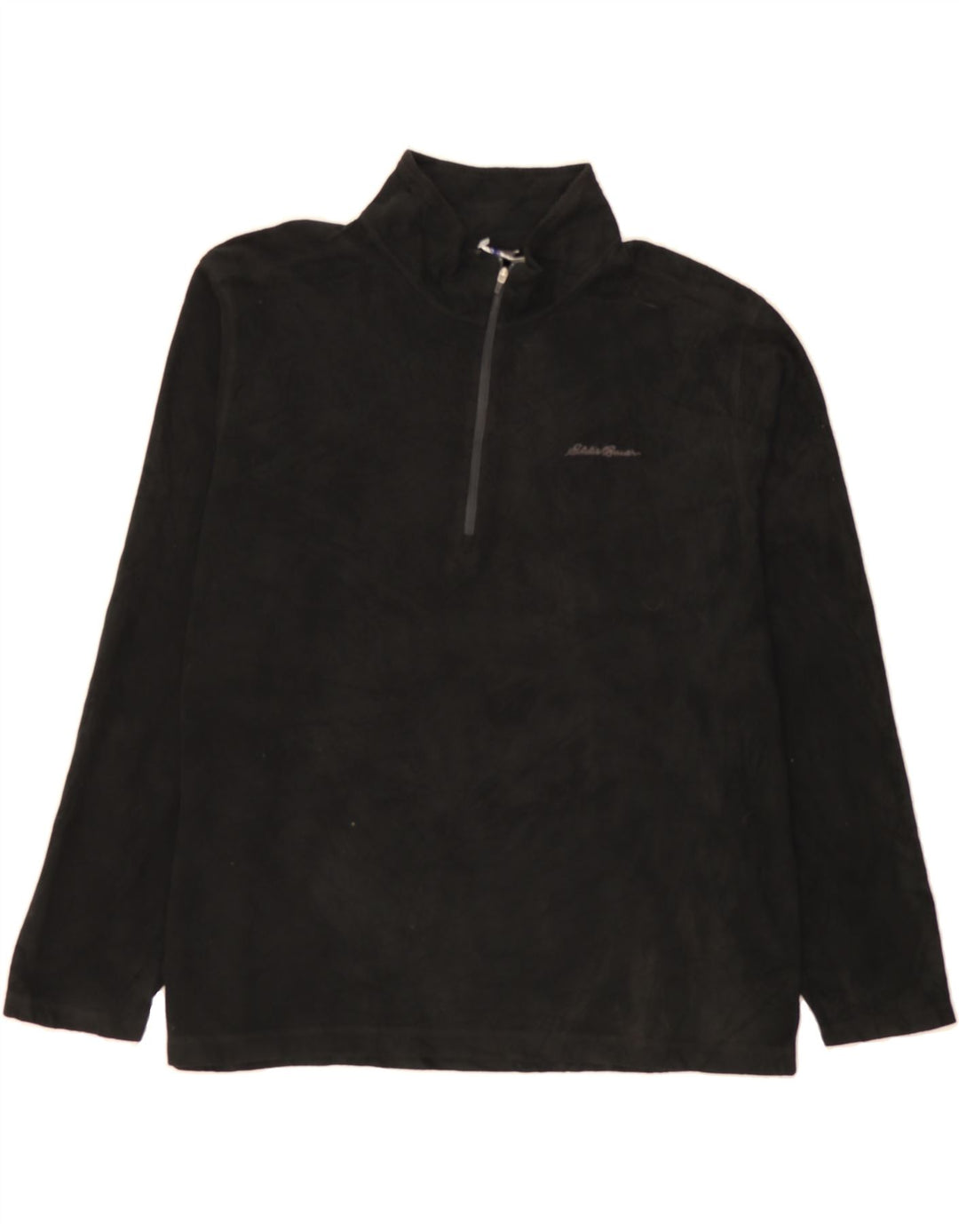EDDIE BAUER Mens Zip Neck Fleece Jumper XL Black Polyester Vintage Eddie Bauer and Second-Hand Eddie Bauer from Messina Hembry 