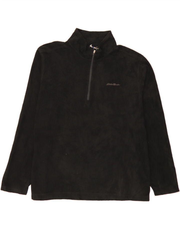 EDDIE BAUER Mens Zip Neck Fleece Jumper XL Black Polyester Vintage Eddie Bauer and Second-Hand Eddie Bauer from Messina Hembry 