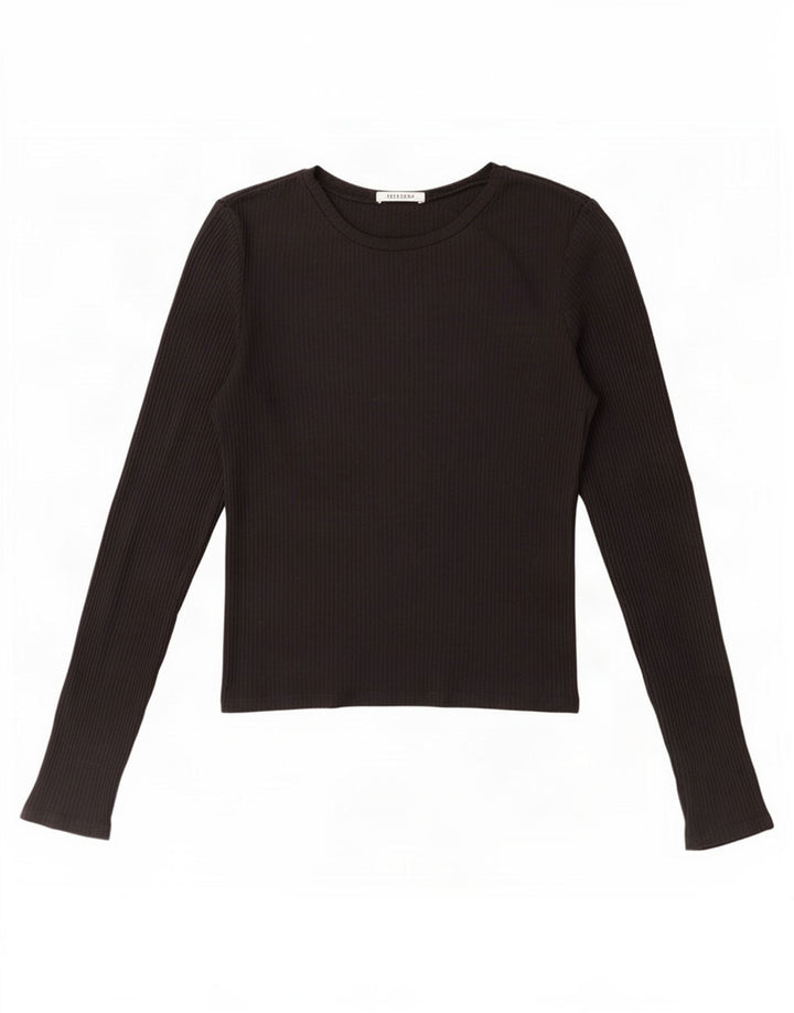 Top corto da donna Zara a maniche lunghe UK 14 grande nero