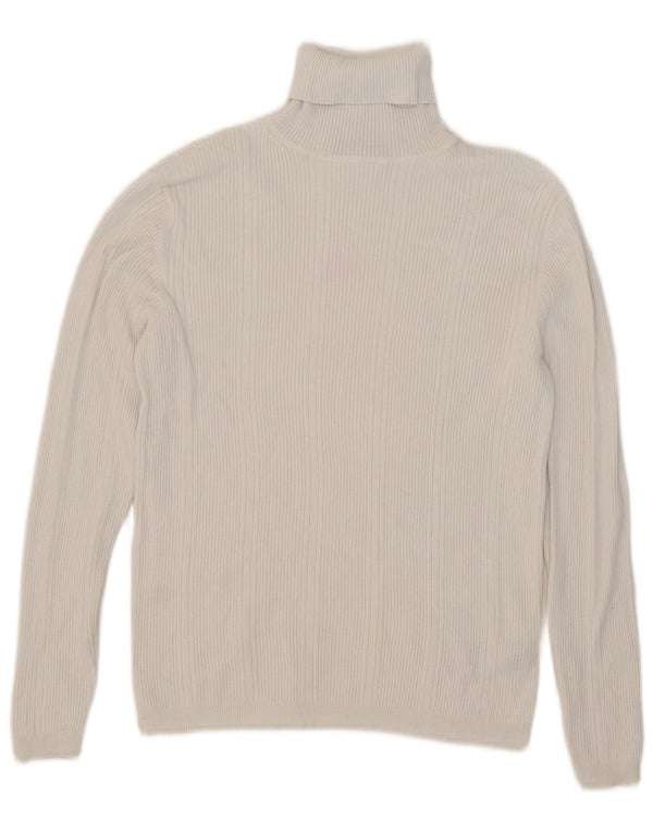 Maglione maglione a collo alto da donna Marks & Spencer UK 12 Viscosa bianca media