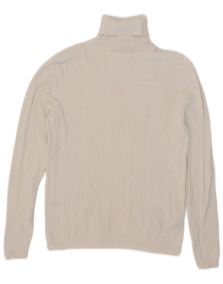 Maglione maglione a collo alto da donna Marks & Spencer UK 12 Viscosa bianca media