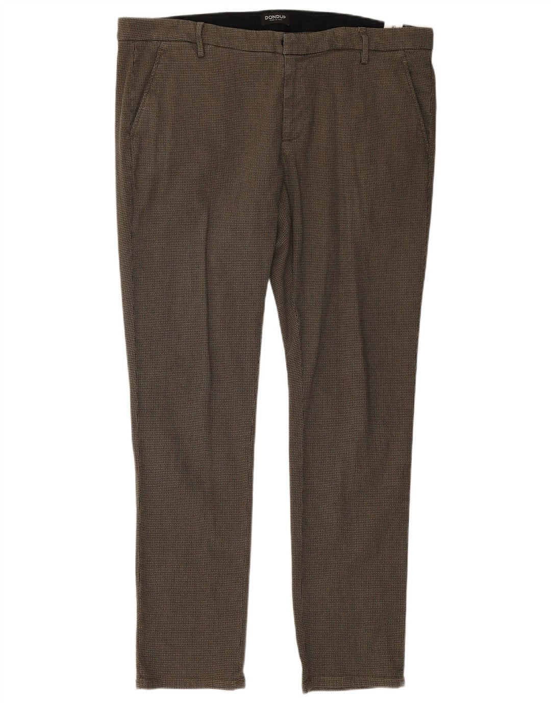 Dondup Pantaloni Chino Slim Uomo W38 L32 Cotone Pied De Poule Marrone