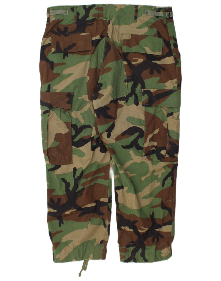 VINTAGE Mens Capri Cargo Trousers Medium W35 L26 Green Camouflage