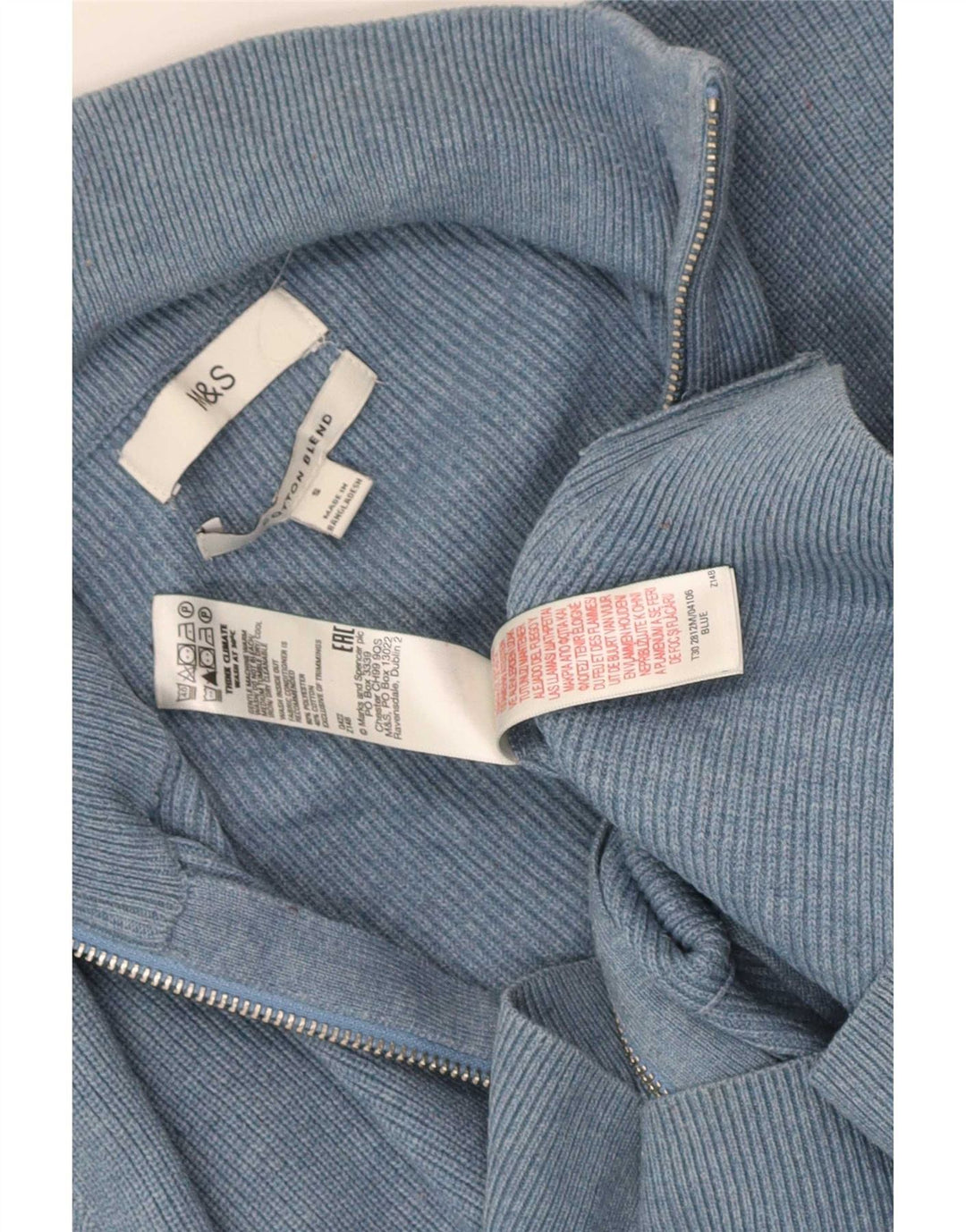 Maglione cardigan con zip intera Marks & Spencer da uomo piccolo in poliestere blu
