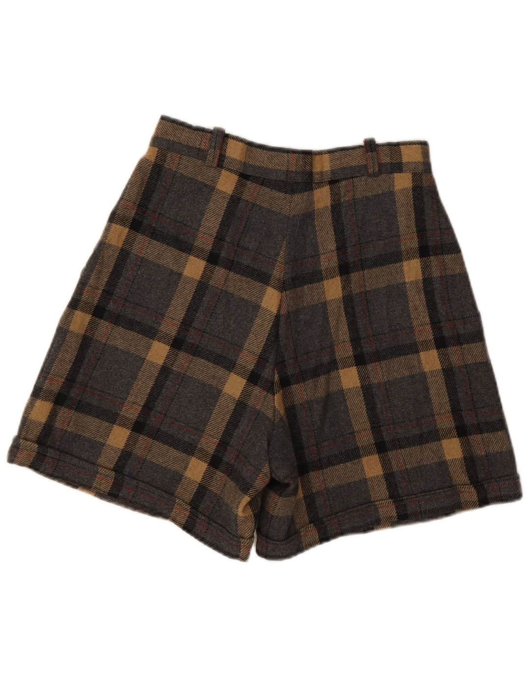 Pantaloncini chino a gamba larga da donna VINTAGE IT 42 medio W28 scozzese grigio