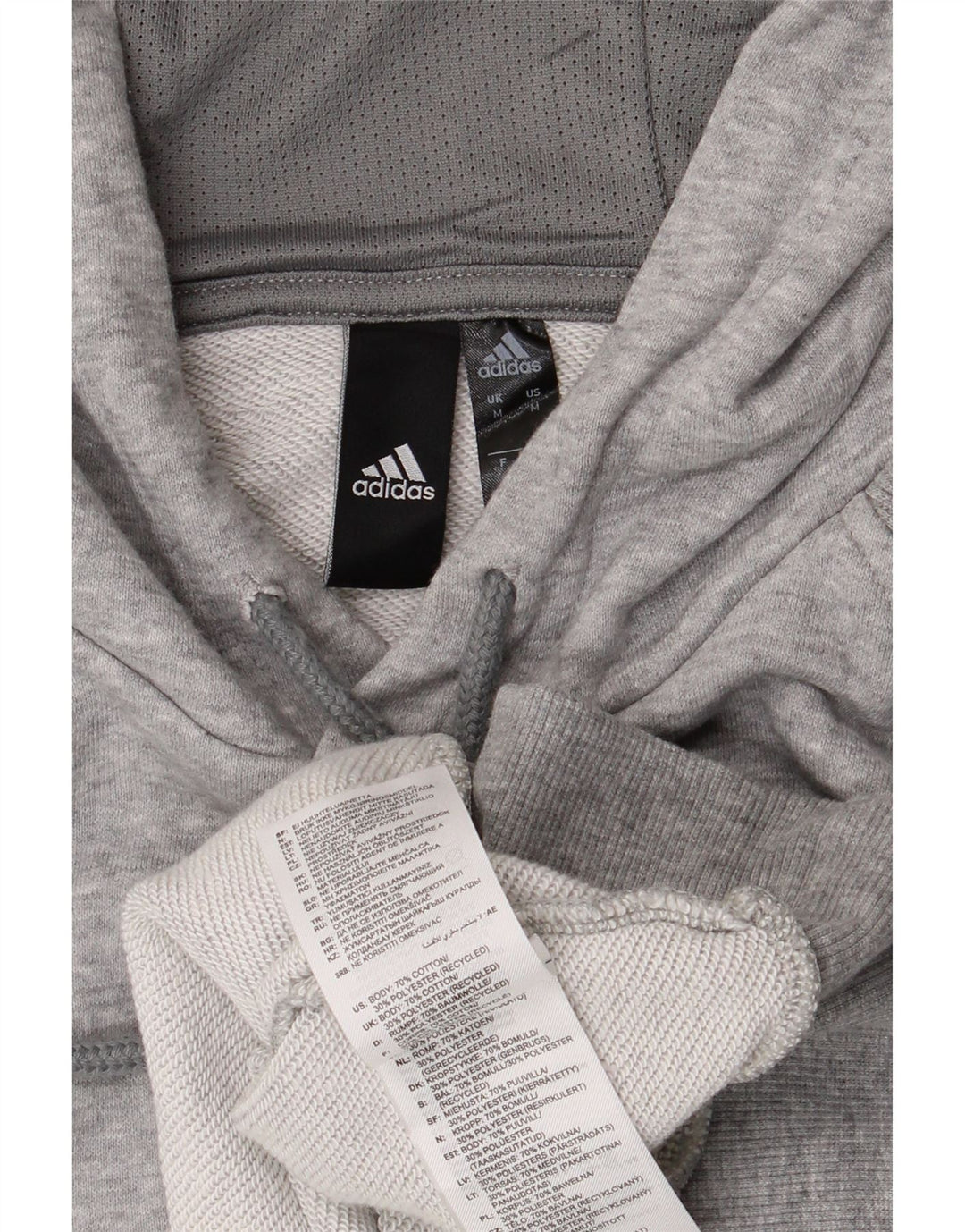 Felpa con cappuccio da uomo Adidas in cotone chiazzato grigio medio