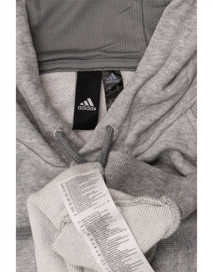 Felpa con cappuccio da uomo Adidas in cotone chiazzato grigio medio