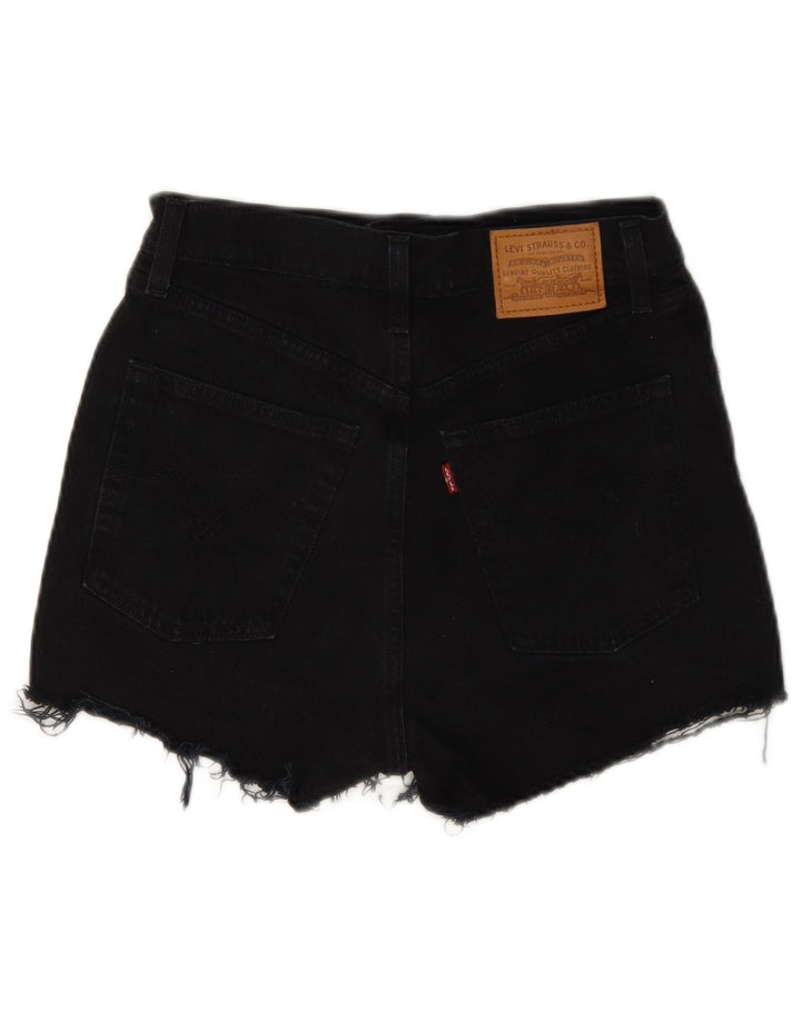 Pantaloncini di jeans invecchiati Levi's da donna W27 piccoli in cotone nero