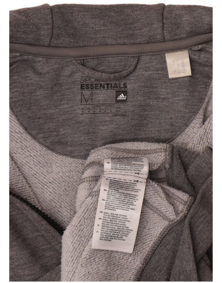 Maglione con cappuccio e zip Adidas Climalite da uomo in poliestere grigio medio