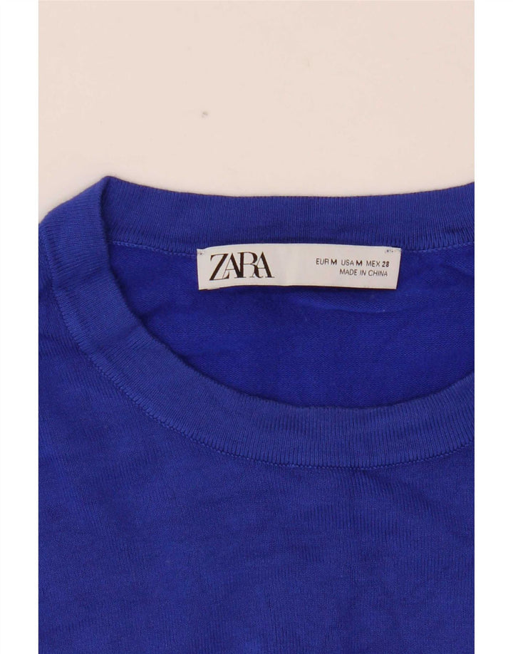 Maglione corto girocollo da donna Zara UK 12 Blu medio