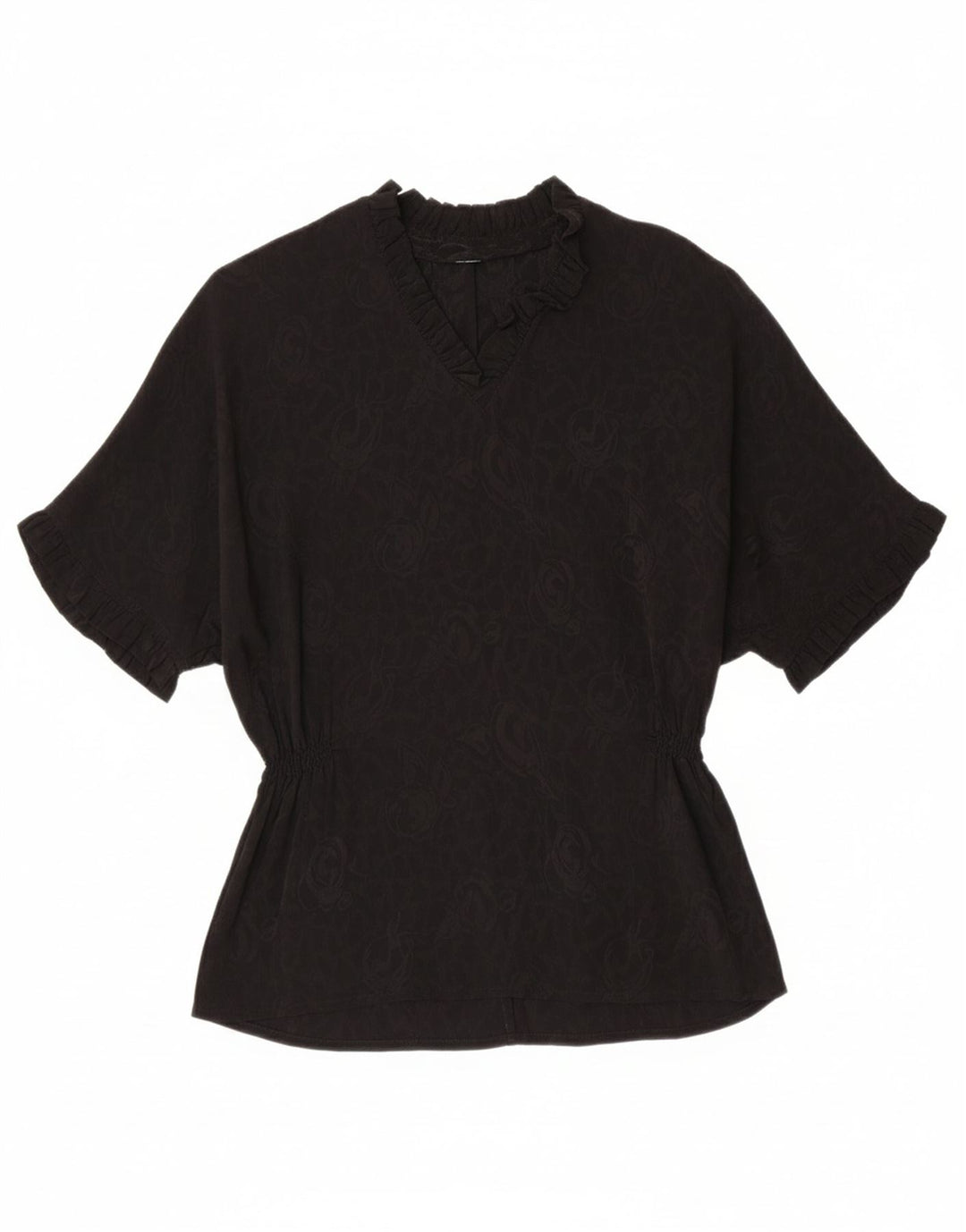 VINTAGE Womens Blouse Top UK 10 Small Black Paisley Vintage Vintage and Second-Hand Vintage from Messina Hembry 