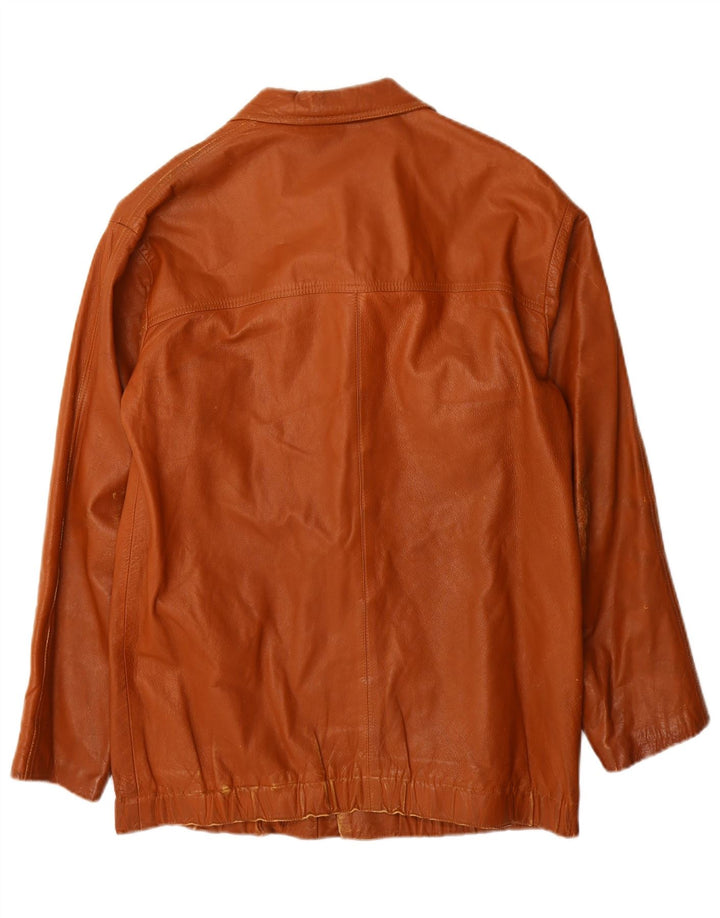 Giacca in pelle vintage da uomo UK 36 piccola in pelle marrone