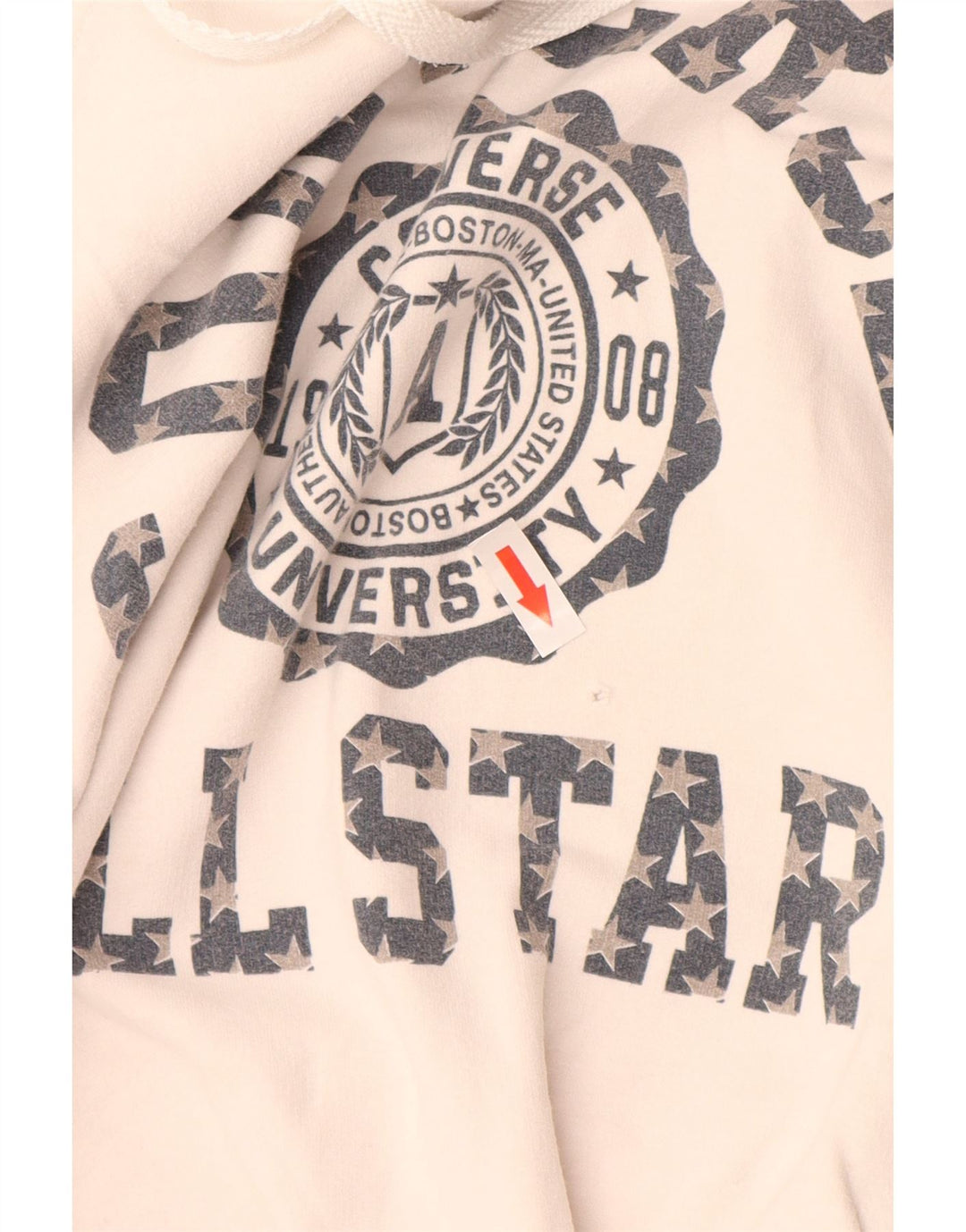 CONVERSE Felpa con cappuccio grafica da donna UK 12 Cotone bianco medio