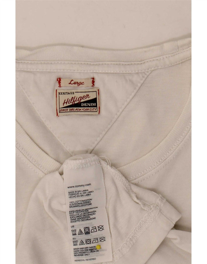 T-shirt grafica da uomo Tommy Hilfiger Top grande in cotone bianco