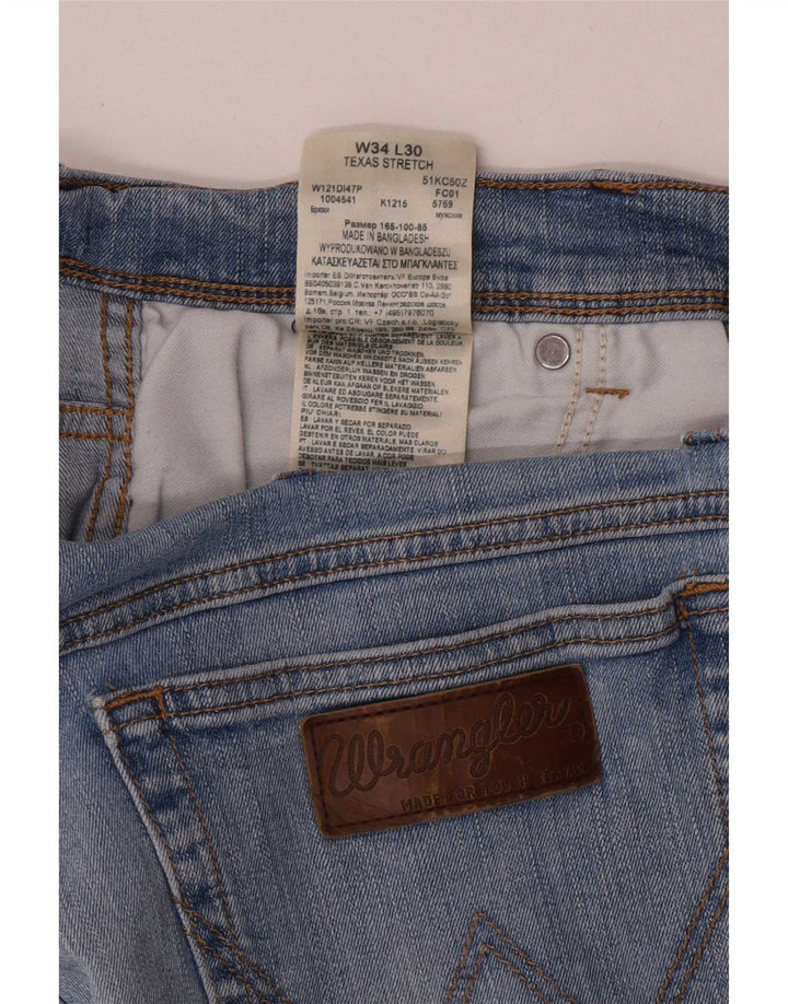 Jeans dritti elasticizzati Texas Wrangler da uomo W34 L30 cotone blu