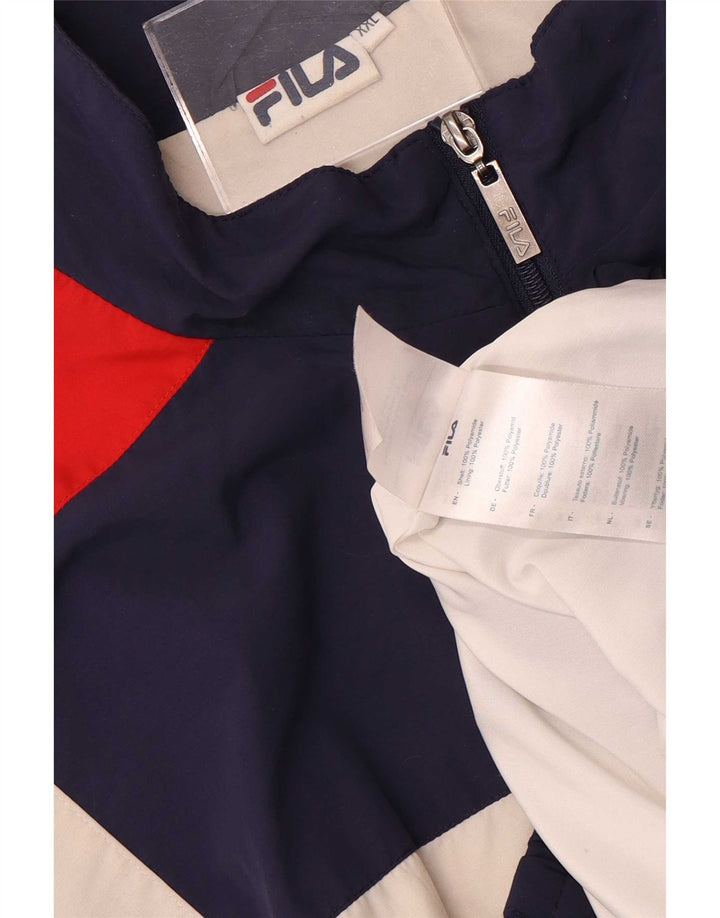 Giacca da ginnastica grafica da uomo Fila 2XL Poliestere color block blu navy
