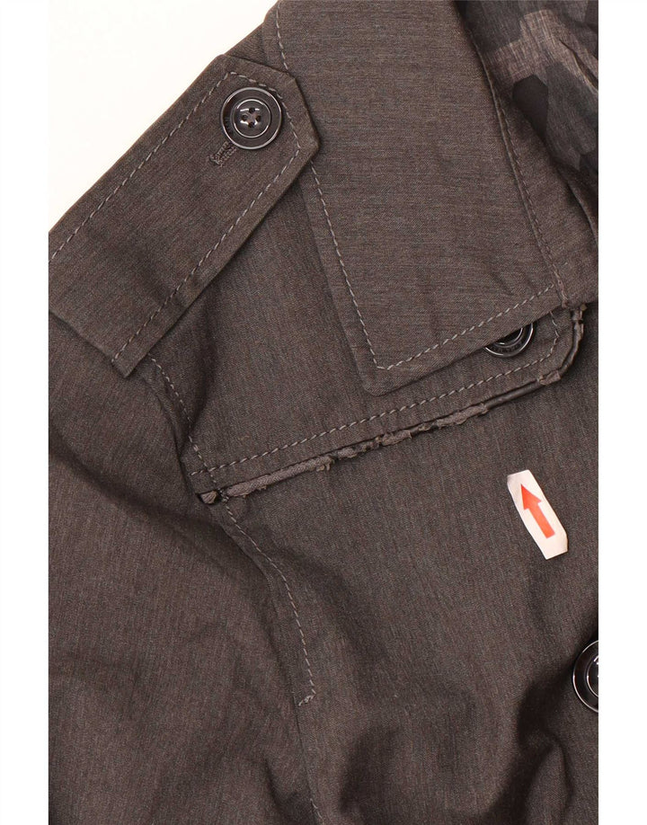Trench da uomo vintage UK 36 piccolo poliestere grigio