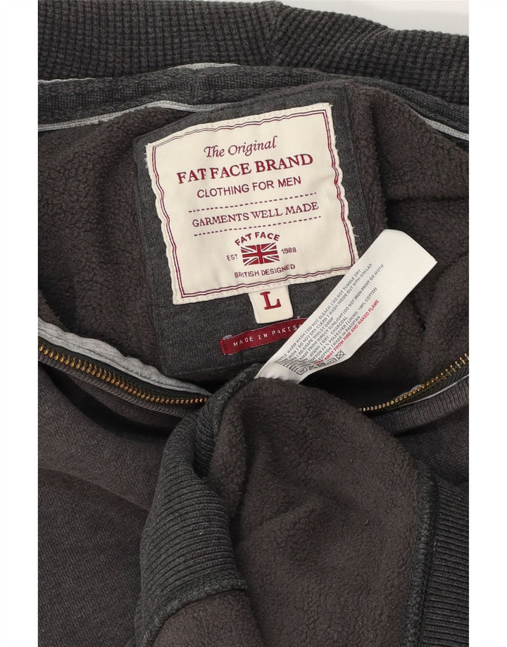 Maglione con cappuccio e zip da uomo Fat Face grande in cotone grigio