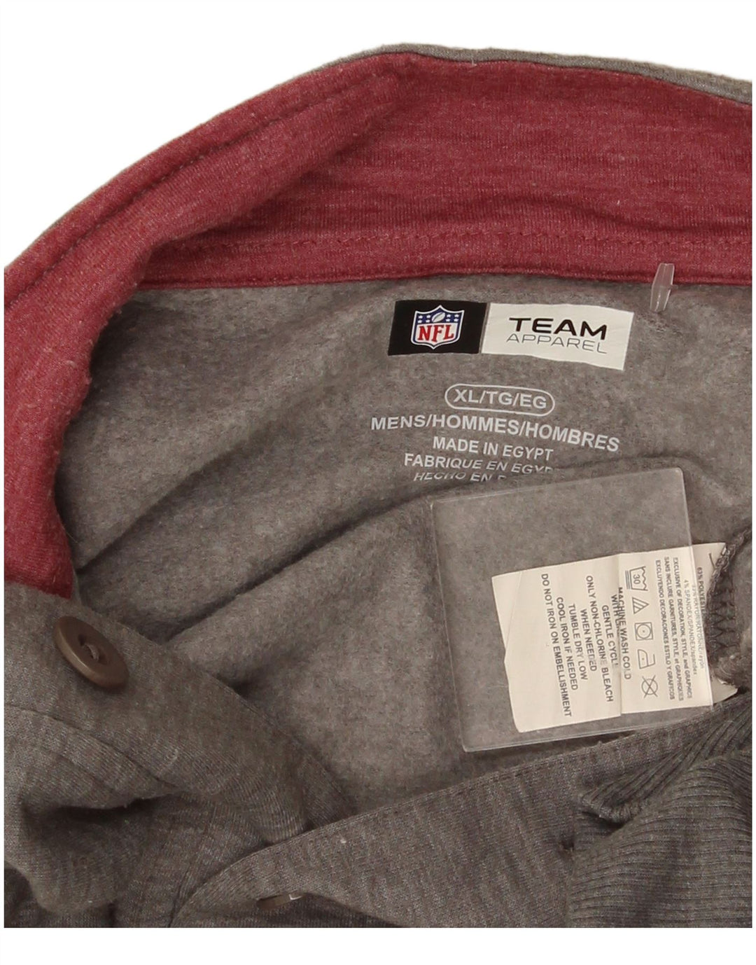 Felpa da uomo con collo abbottonato NFL, maglione XL, poliestere color block grigio