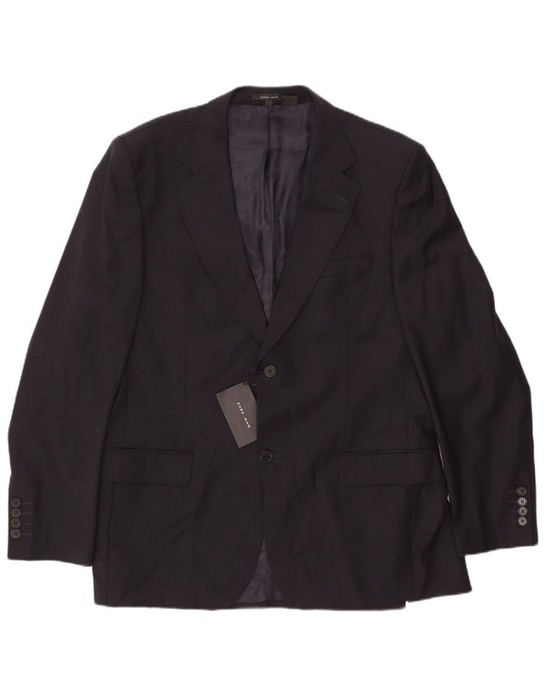 ZARA Giacca Blazer a 2 Bottoni da Uomo EU 54 XL Blu Navy Lana
