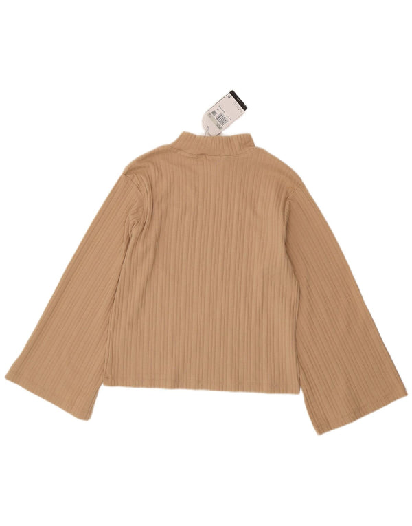 Top Nike da donna a manica lunga UK 6 XS in cotone beige